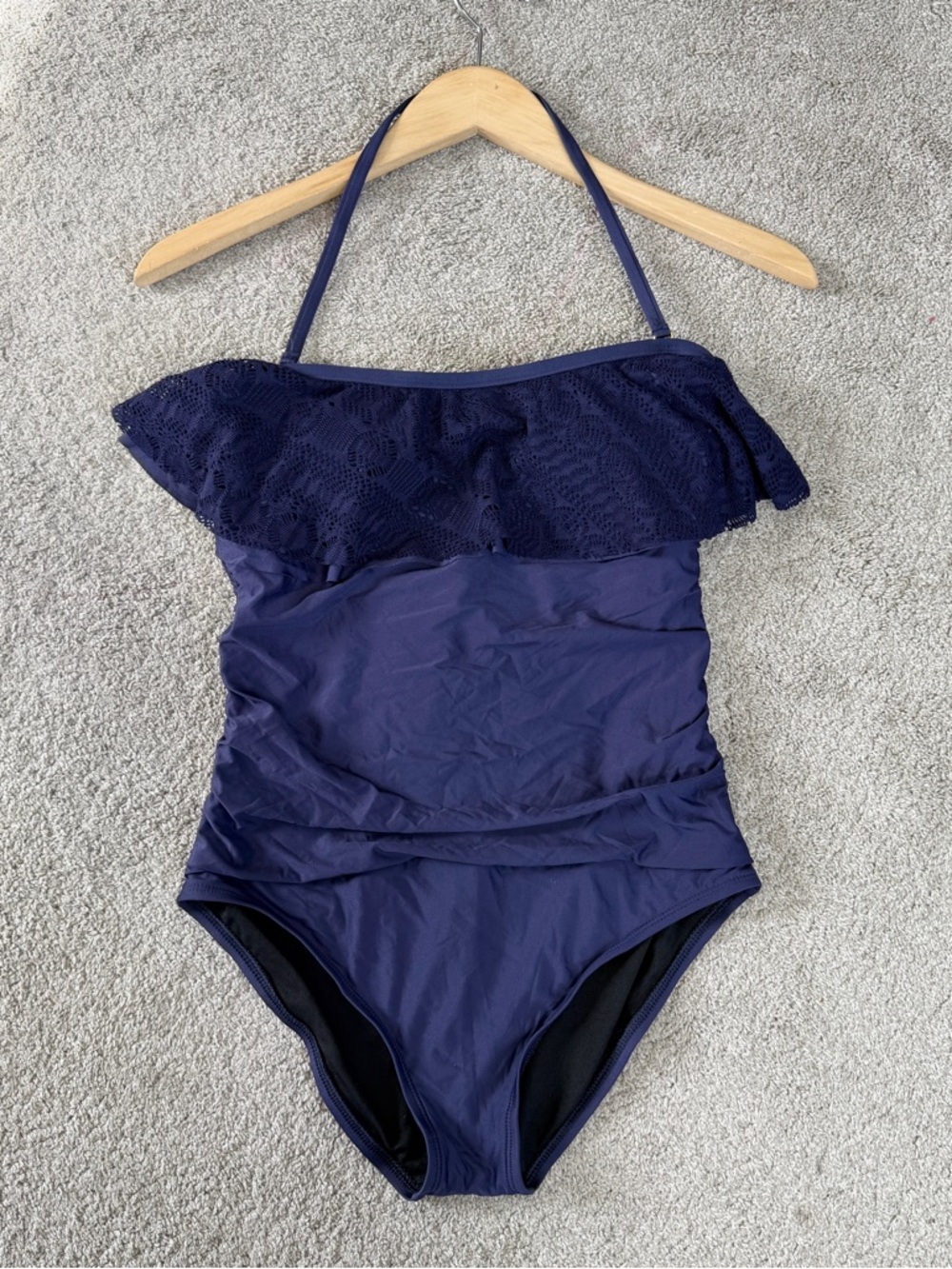 Antonio Melani Women’s One Piece Swimsuit Lace Halter Neck in Purple SM